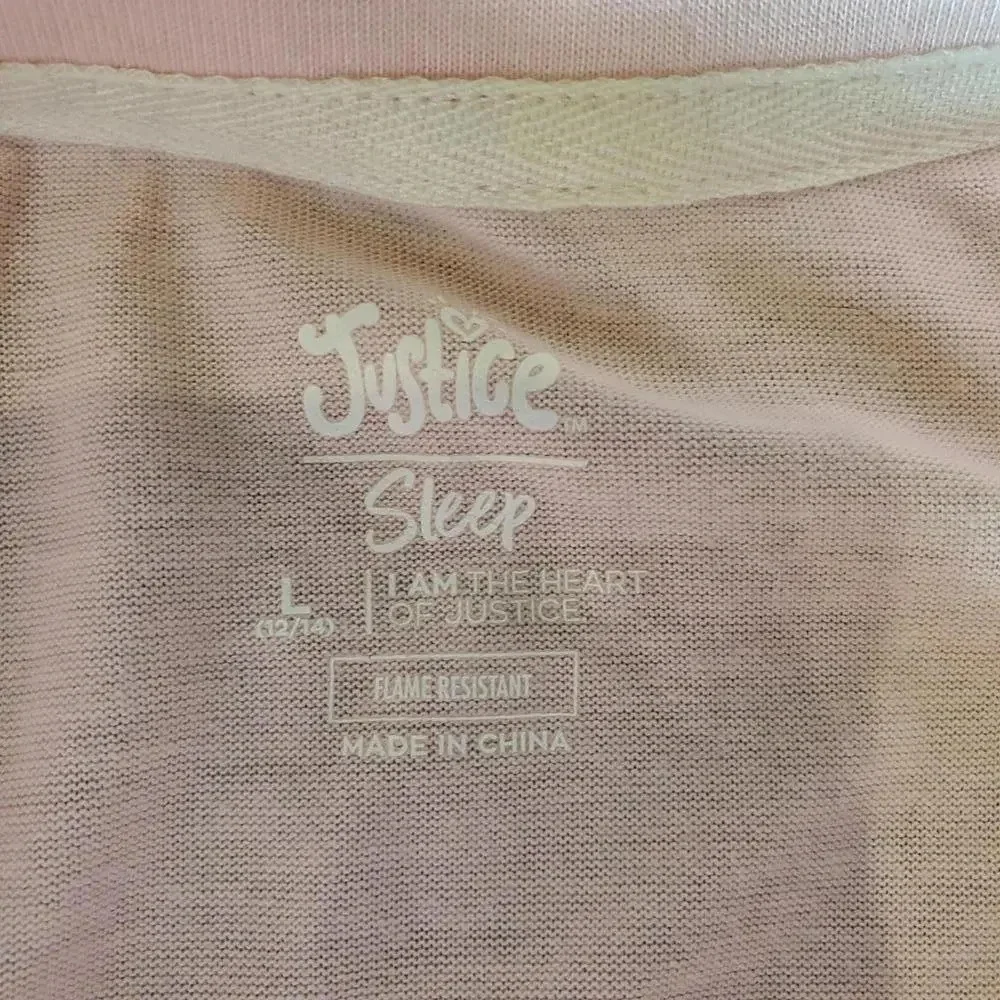 Justice Girls Pink Short Sleeve Sparkly Top Size 12/14 Large